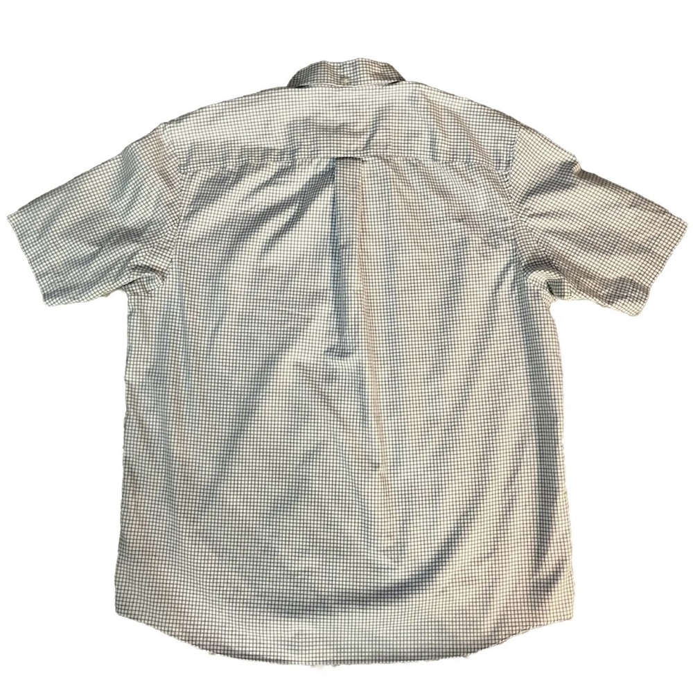 Duluth Trading Button Down Shirt Men Large Blue White Plaid Wrinkle Fighter - Picture 4 of 4
